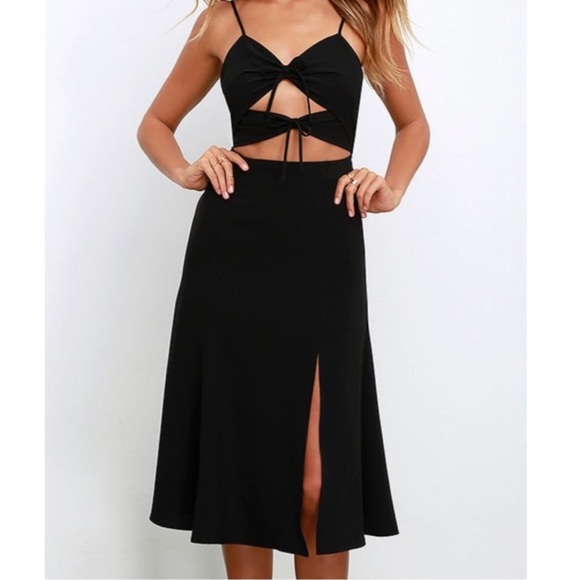 NBD Tie Me Down Black Cutout Midi Dress NWT - Picture 2 of 10